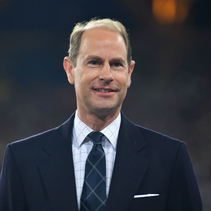 GOLD COAST, AUSTRALIA - APRIL 12:  Prince Edward, Earl of Wessex looks on during the medal ceremony for the Womens 400 metres during athletics on day eight of the Gold Coast 2018 Commonwealth Games at Carrara Stadium on April 12, 2018 on the Gold Coast, Australia.  (Photo by Dan Mullan/Getty Images)