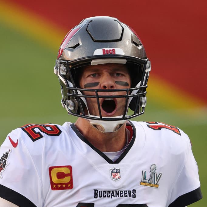 TAMPA, FLORIDA - FEBRUARY 07: Tom Brady #12 of the Tampa Bay Buccaneers takes the field prior to facing the Kansas City Chiefs in Super Bowl LV at Raymond James Stadium on February 07, 2021 in Tampa, Florida.   Patrick Smith/Getty Images/AFP (Photo by Patrick Smith / GETTY IMAGES NORTH AMERICA / Getty Images via AFP)