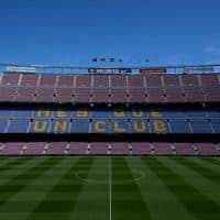 BARCELONA, SPAIN - MARCH 29: A general view of the stadium ahead of the UEFA Women's Champions League quarter-final 2nd leg match between FC Barcelona and AS Roma at Spotify Camp Nou on March 29, 2023 in Barcelona, Spain. (Photo by Alex Caparros - UEFA/UEFA via Getty Images)
