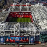 A general aerial view of Old Trafford stadium, home of Manchester United Football Club. (Photo by Peter Byrne/PA Images via Getty Images)
