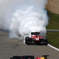 The car of French Formula One driver Jules Bianchi of Marussia catches fire at the Grand Prix of Germany at the Nuerburgring, Nuerburg, Germany, 07 July 2013.Photo: Thomas Frey/dpa | usage worldwide   (Photo by Thomas Frey/picture alliance via Getty Images)