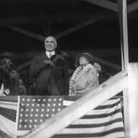 1923:  Warren Gamaliel Harding, the 29th President of the United States, with his wife Florence at a horse show.  (Photo by Library Of Congress/Getty Images)
