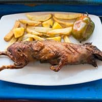 grilled guinea pig dish in the peruvian Andes at Cuzco Peru South America