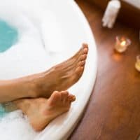 Relaxed woman taking a foam bath - Buenos Aires - Argentina
