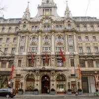 Budapest, Hungary-January 01, 2016: New York Palace Hotel. The most impressive and brilliant building on the Boulevard Elizabeth in Budapest is the Palace of new York). The building was built in the spirit of the Italian Renaissance in 1894. On the ground floor of the building was opened a cafe, the glory of the beauty of which quickly spread to all the capitals of Europe.