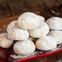 Fresh delicious traditional Christmas butter cookies called kourampiedes made with white sugar, almonds flour and butter.