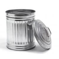 Metal dustbin lid off.