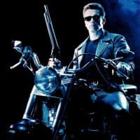 Terminator 2  Judgment day
1991
Real  James Cameron
Arnold Schwarzenegger.
COLLECTION CHRISTOPHEL © Kassar / Pacific Western (Photo by Kassar / Pacific Western / Collection Christophel / Collection ChristopheL via AFP)