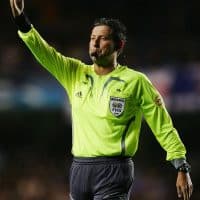 LONDON - APRIL 04:  Referee Frank De Bleeckere of Belguim gives a decision during the UEFA Champions League quarter final, first leg match between Chelsea and Valencia at Stamford Bridge on April 4, 2007 in London, England.  (Photo by Richard Heathcote/Getty Images)