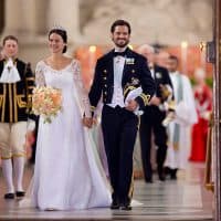 STOCKHOLM, SWEDEN - JUNE 13:    Prince Carl Philip of Sweden, and Princess Sofia of Sweden,leave their wedding ceremony at the Royal Chapel at the Royal Palace on June 13, 2015 in Stockholm, Sweden.  (Photo by Julian Parker/UK Press via Getty Images)