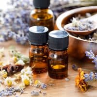 dried herbs with essential oils using lavender and chamomile