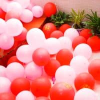 Colorful balloons and wedding background