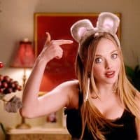 LOS ANGELES - APRIL 30: The movie "Mean Girls", directed by Mark Waters. Seen here, Amanda Seyfried as Karen Smith wearing her Halloween costume. Pointing to the furry ears, she explains, "I'm a MOUSE. DUH."  Initial theatrical release April 30, 2004. Screen capture. Paramount Pictures. (Photo by CBS via Getty Images)